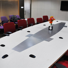 Electro-Voice PolarChoice (PC) multi-pattern boundary layer microphones keep meeting room neat and professional looking