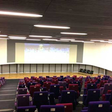 All audio within the Auditorium is transported through BSS Soundweb DSP and streamed to appropriate areas via a pair of high-performance Ethernet switches