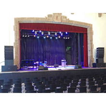 Two EV ZXA1 powered speakers served the central seats just below the stage