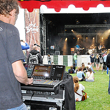 The smallest stage, in the Speakeasy tent, featured a Yamaha LS9-16 mixing both FoH and monitors